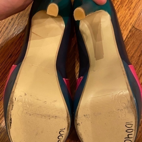 Lovely People Multicolor Heeled Pumps Platform Heels Pink Green Women Size 8 - Picture 7 of 12